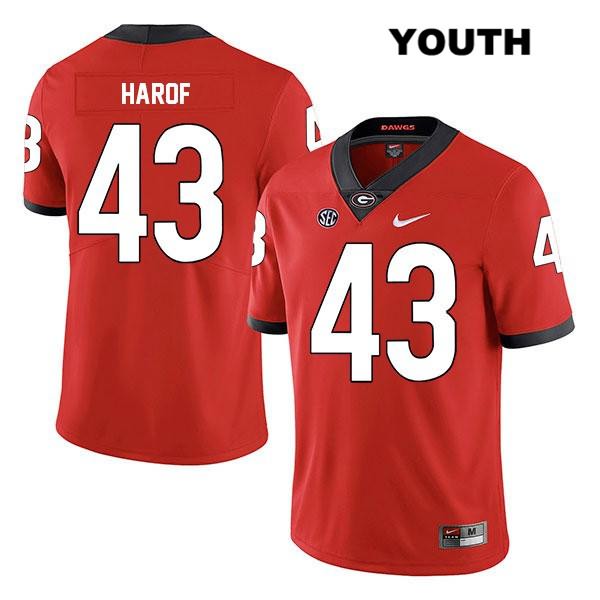 Georgia Bulldogs Youth Chase Harof #43 NCAA Legend Authentic Red Nike Stitched College Football Jersey VTK6356FV